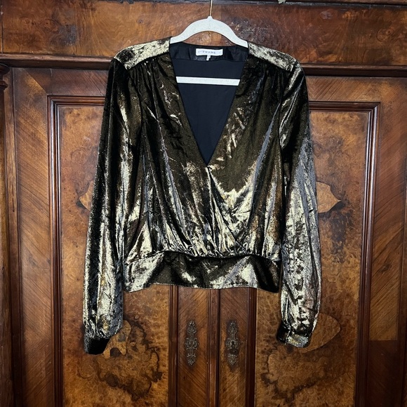 GUC Frame-Shimmering metallic velvety fabric Blouse. Size L - Picture 2 of 8